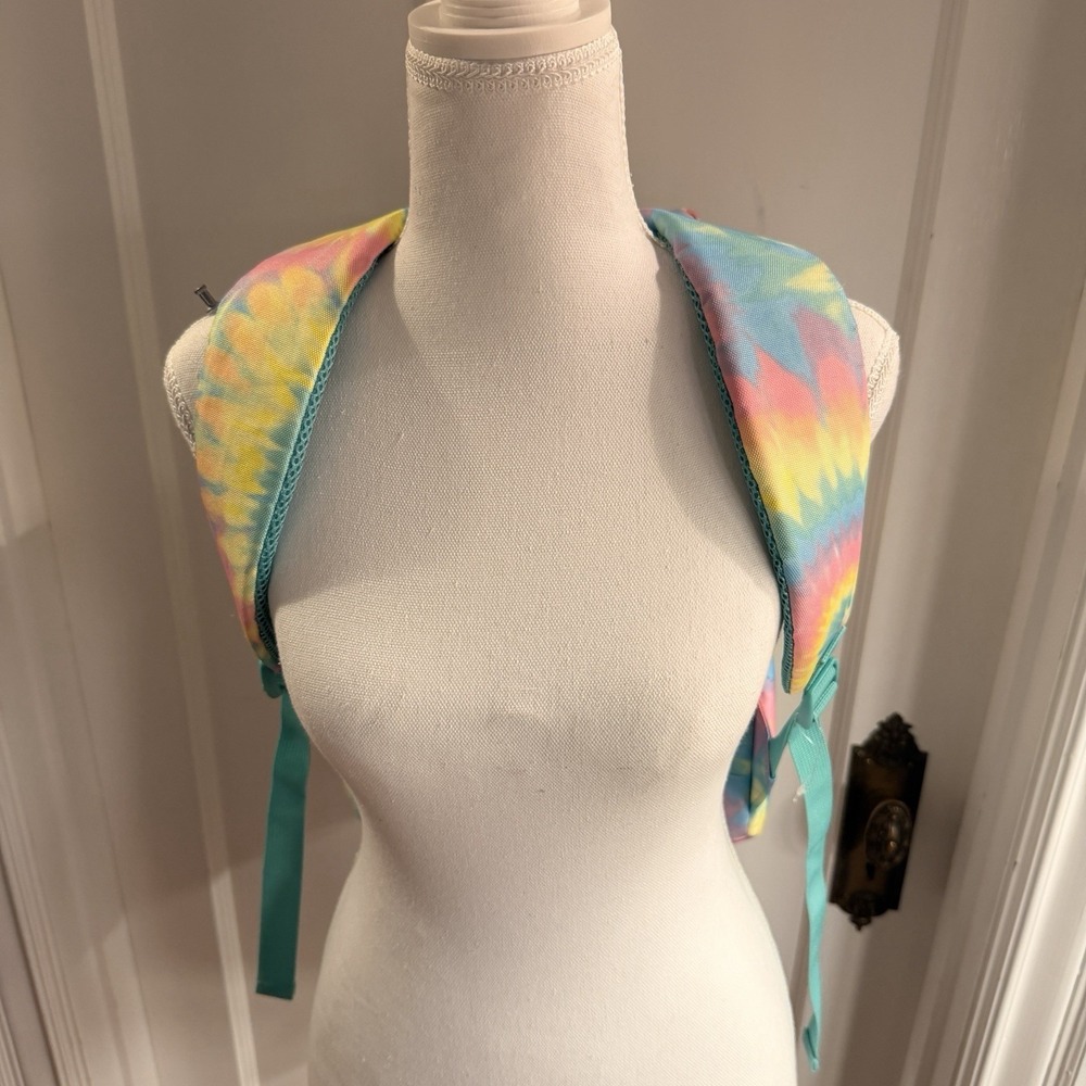 Rainbow Tye Dye Back Pack Adjustable Straps Laptop Pocket Inside - Picture 3 of 9